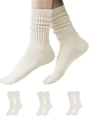 Women Slouch Socks Knit Mid Calf Rib Tube Scrunchy Slouchy Crew Socks