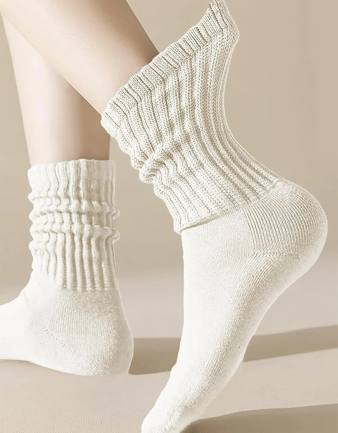 Women Slouch Socks Knit Mid Calf Rib Tube Scrunchy Slouchy Crew Socks