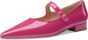 Women Vintage Mary Jane Pumps Ballet Flats Patent Leather Ankle Strap Closed Pointed Toe Slip On Comfortable Classic Dress Shoes for Casual Work Office Wedding Business Daily Walking