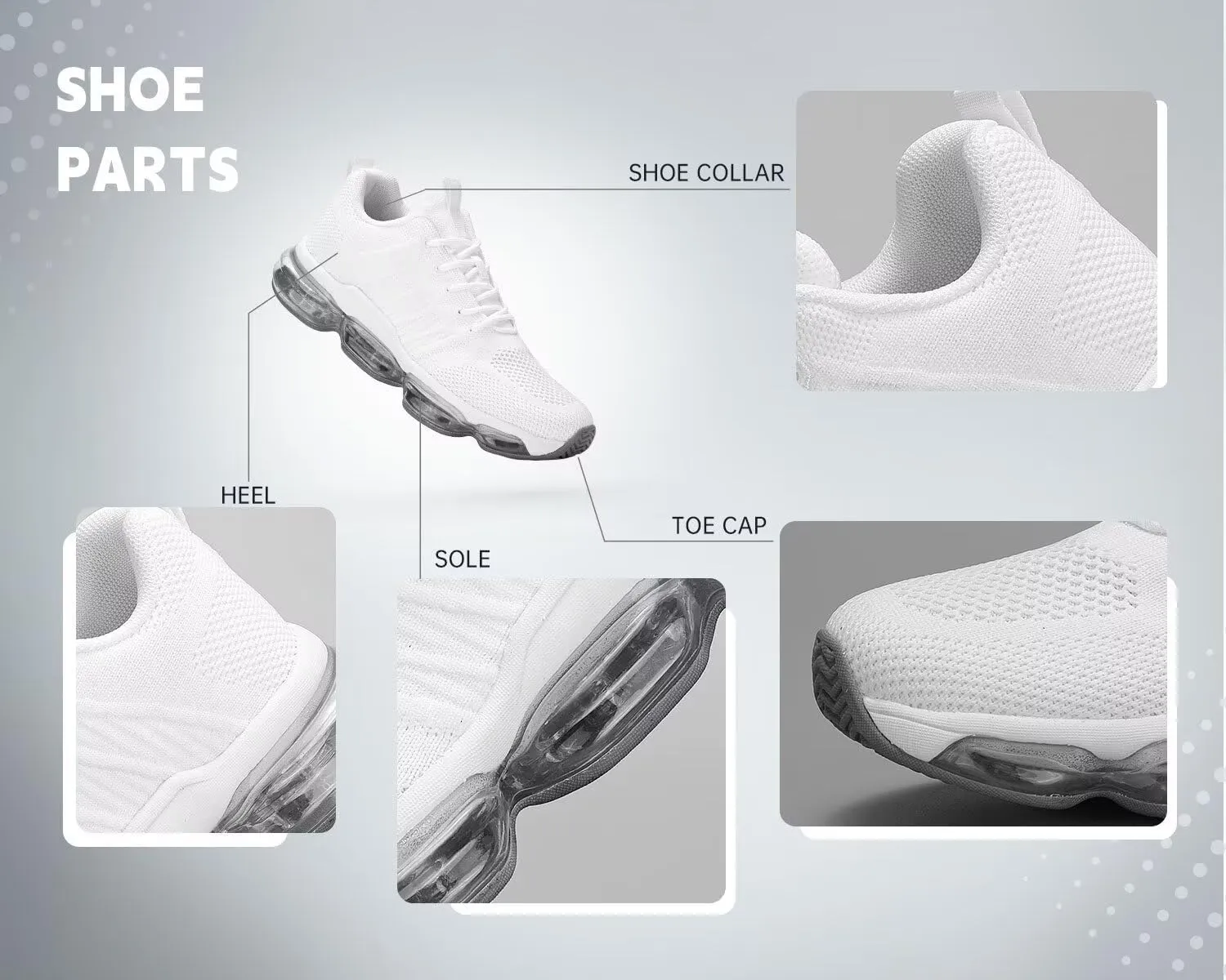 Womens Air Cushion Running Shoes Walking Jogging Fitness Gym Fashion Sneakers Lace Up Casual Comfortable Work Tennis Sport Athletic Trainers