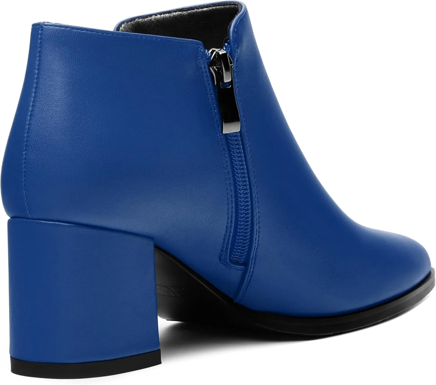 Women's Ankle Boots, Pointed Toe Chunky Heel Short Boots, Side Zipper and Elastic Ankle Booties, Mid Heel Shoes for Women
