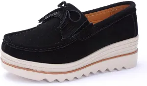 Women's Artificial Leather Casual Comfortable Soft Loafer Retro Ladies Comfort Slip-On Fashion Boat Shoes Classic Flat Block for Running Travel Work Street Wedding Party Night Club