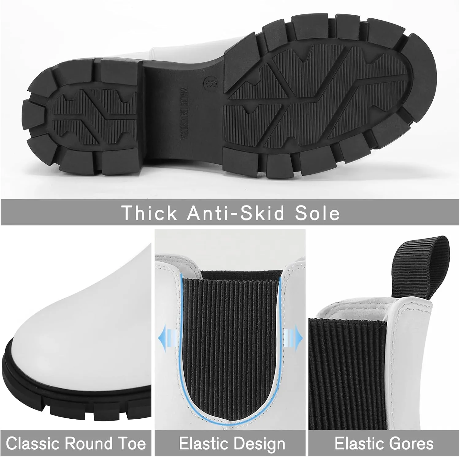 Women's Chelsea Boots Platform Ankle Boots Elastic Fashion Lug Sole Chunky Heel Booties