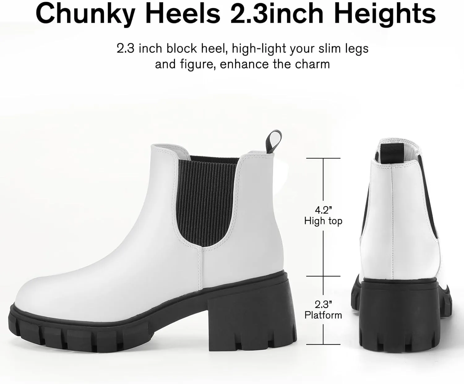 Women's Chelsea Boots Platform Ankle Boots Elastic Fashion Lug Sole Chunky Heel Booties