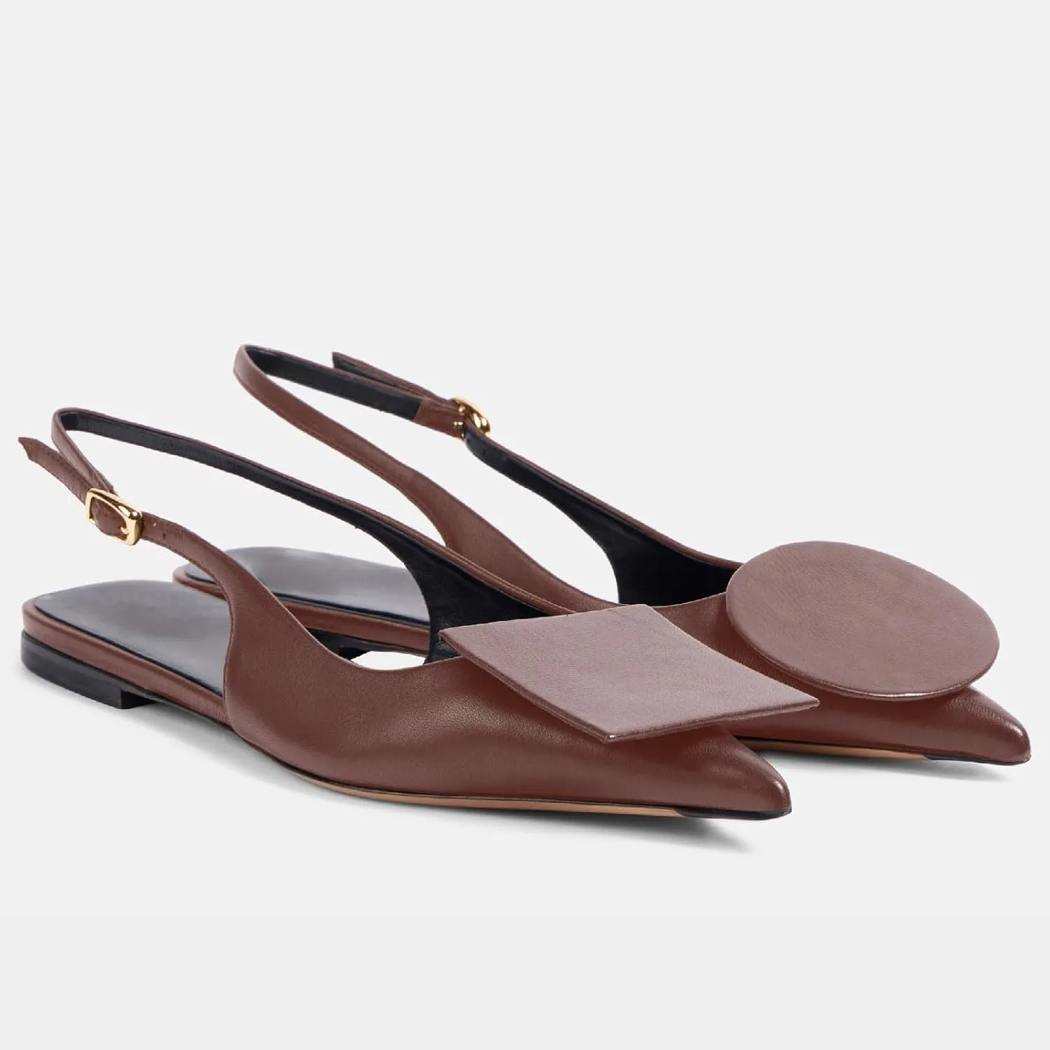 Women's Fashion Circle Square Flats Sexy Closed Pointed Toe Slingback Ballet Flats Circle and Square Decorative Patches Dressy Flats for Women