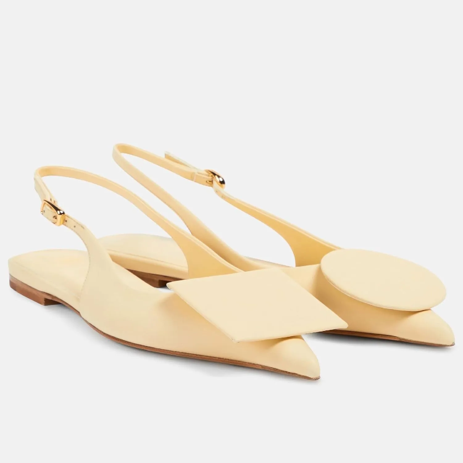 Women's Fashion Circle Square Flats Sexy Closed Pointed Toe Slingback Ballet Flats Circle and Square Decorative Patches Dressy Flats for Women