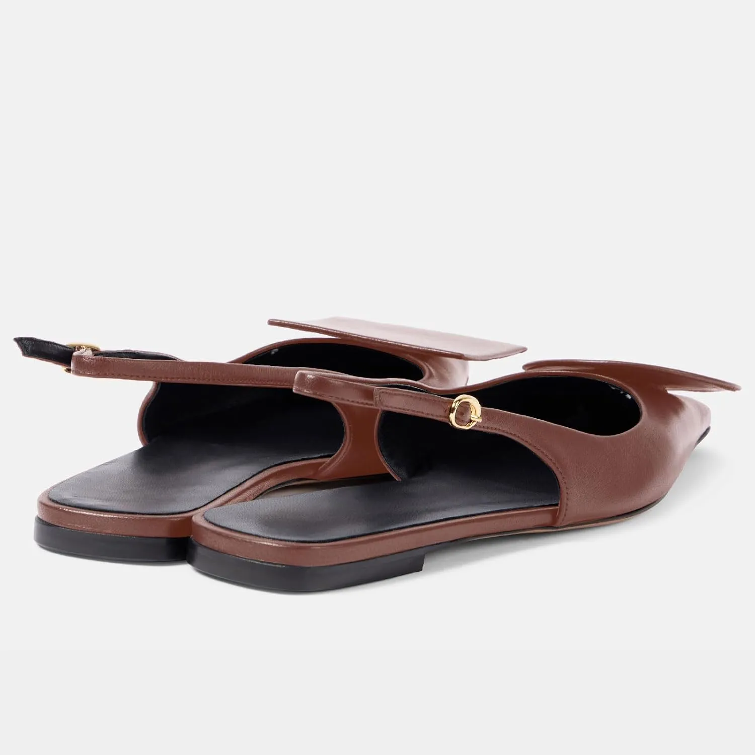 Women's Fashion Circle Square Flats Sexy Closed Pointed Toe Slingback Ballet Flats Circle and Square Decorative Patches Dressy Flats for Women