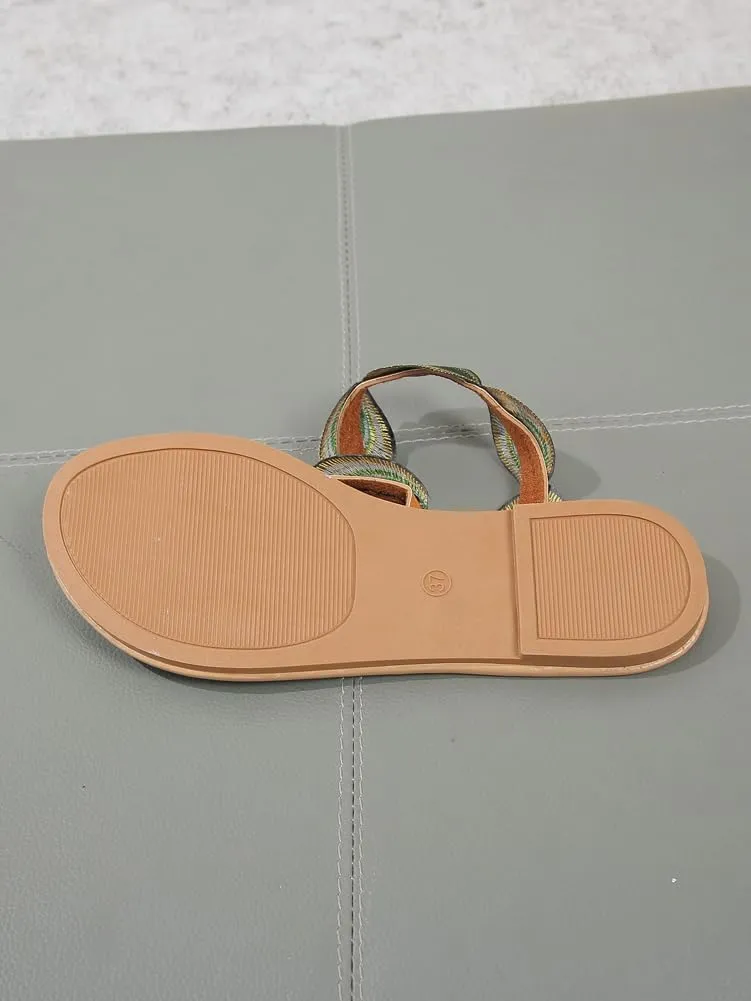 Womens Gladiator Sandals Peacock Boho Sandals Elastic Ankle Strap Sandals Summer Beach Open Toe Shoes 2025