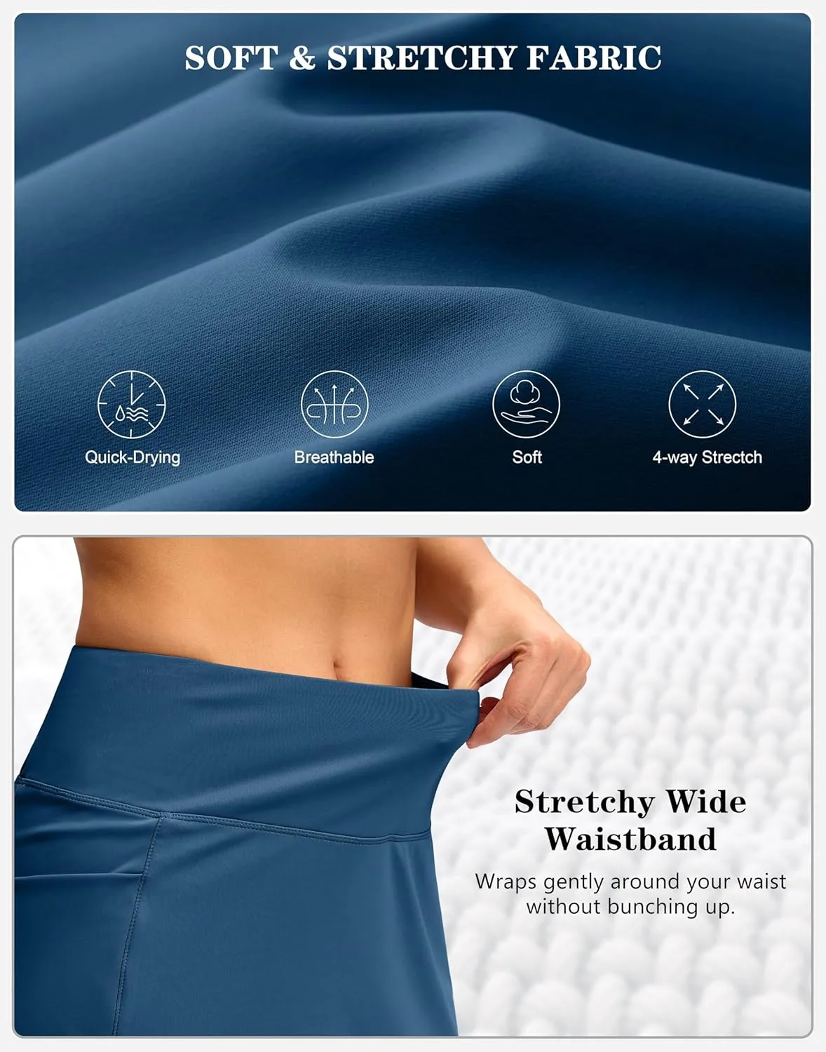 Women's Golf Skirts Skort 4 Side Pockets High Waisted Stretchy Tennis Skirt with Short Athletic Casual