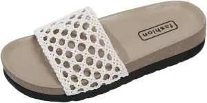 Women's Hollow Out Braided Slide Sandal Open Round Toe Flip Flops sandals Casual Outdoor Walking Beach Shoes