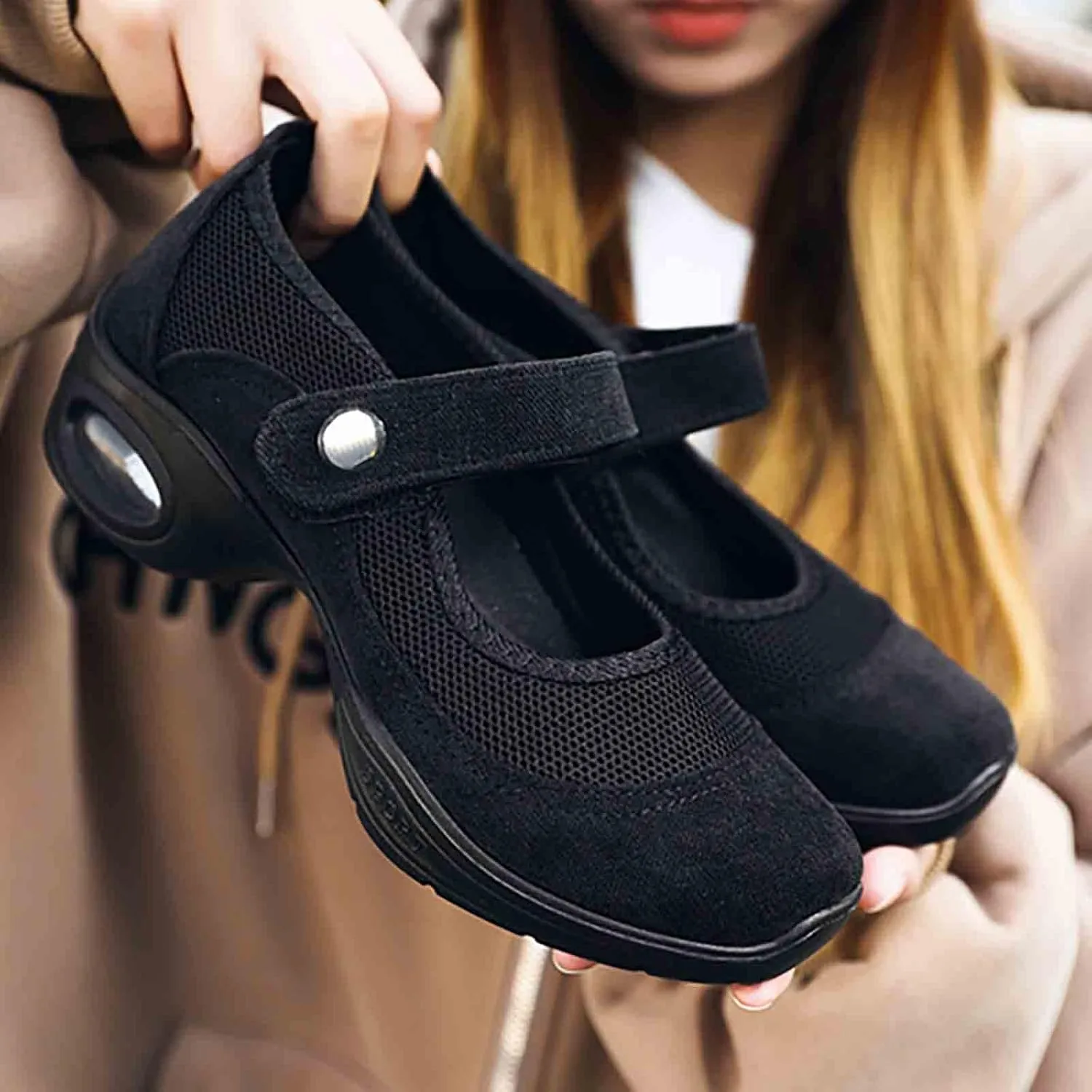 Women's Jazz Dance Shoes Sneakers Breathable Air Cushion Lady Split Sole Athletic Walking Dancing Shoes Platform