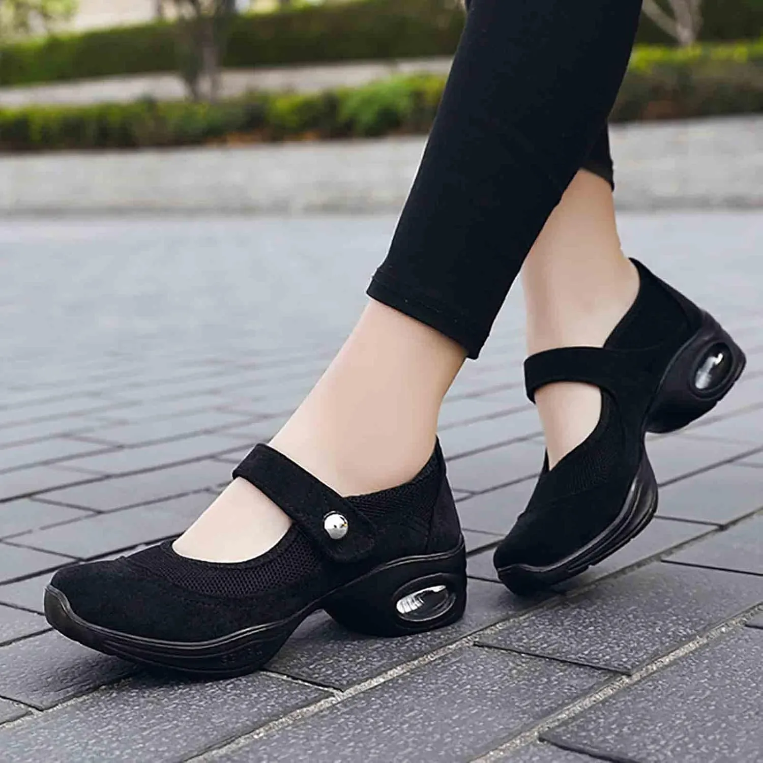 Women's Jazz Dance Shoes Sneakers Breathable Air Cushion Lady Split Sole Athletic Walking Dancing Shoes Platform