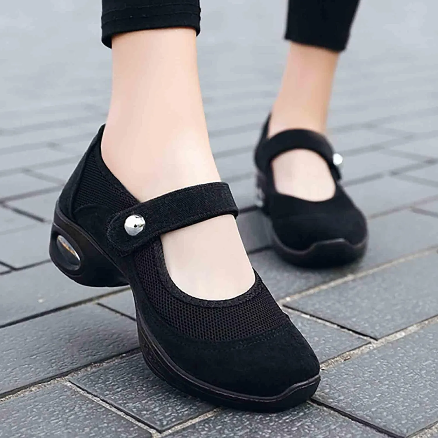 Women's Jazz Dance Shoes Sneakers Breathable Air Cushion Lady Split Sole Athletic Walking Dancing Shoes Platform