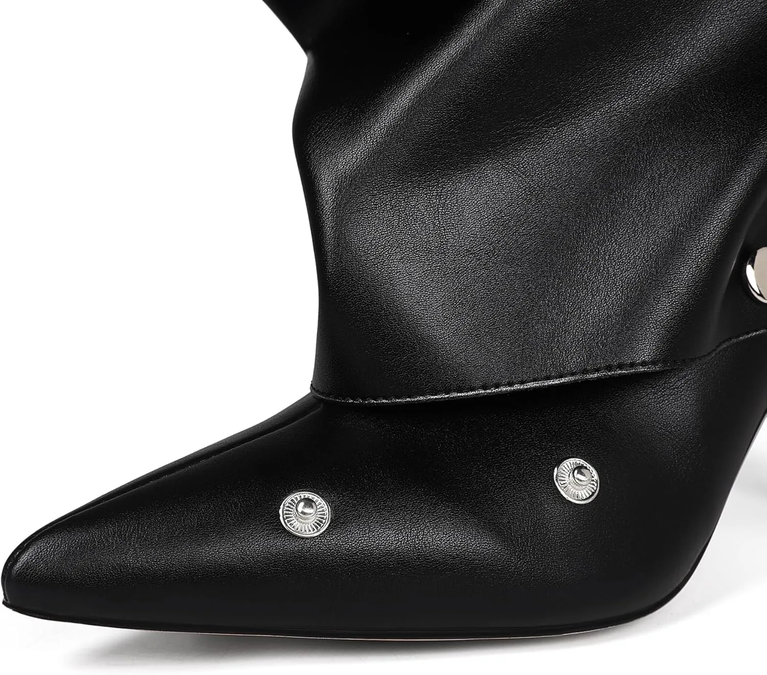 women's Knee High Boots Stiletto Boots Pointed Toe Heels knee high boots wide calf Detachable Snap-off Buttons Slouchy Boot
