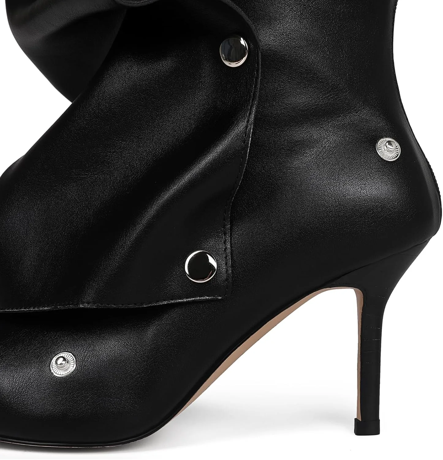 women's Knee High Boots Stiletto Boots Pointed Toe Heels knee high boots wide calf Detachable Snap-off Buttons Slouchy Boot