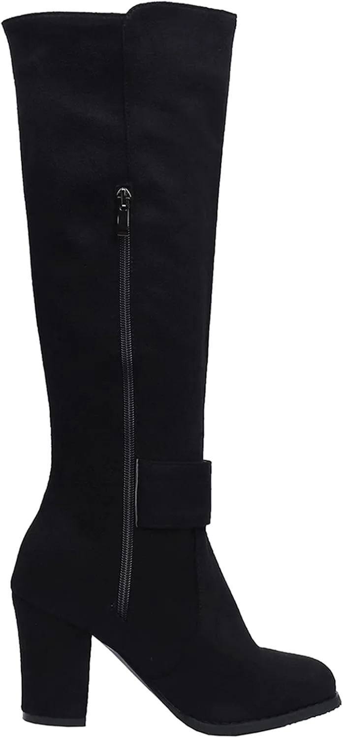 Women's Knee High Boots with Chunky Heel