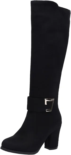 Women's Knee High Boots with Chunky Heel
