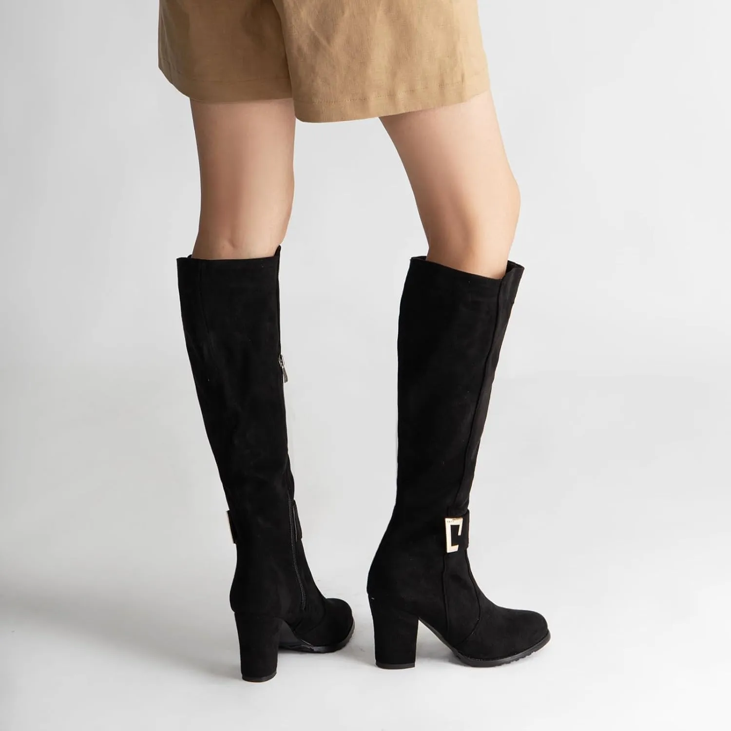Women's Knee High Boots with Chunky Heel