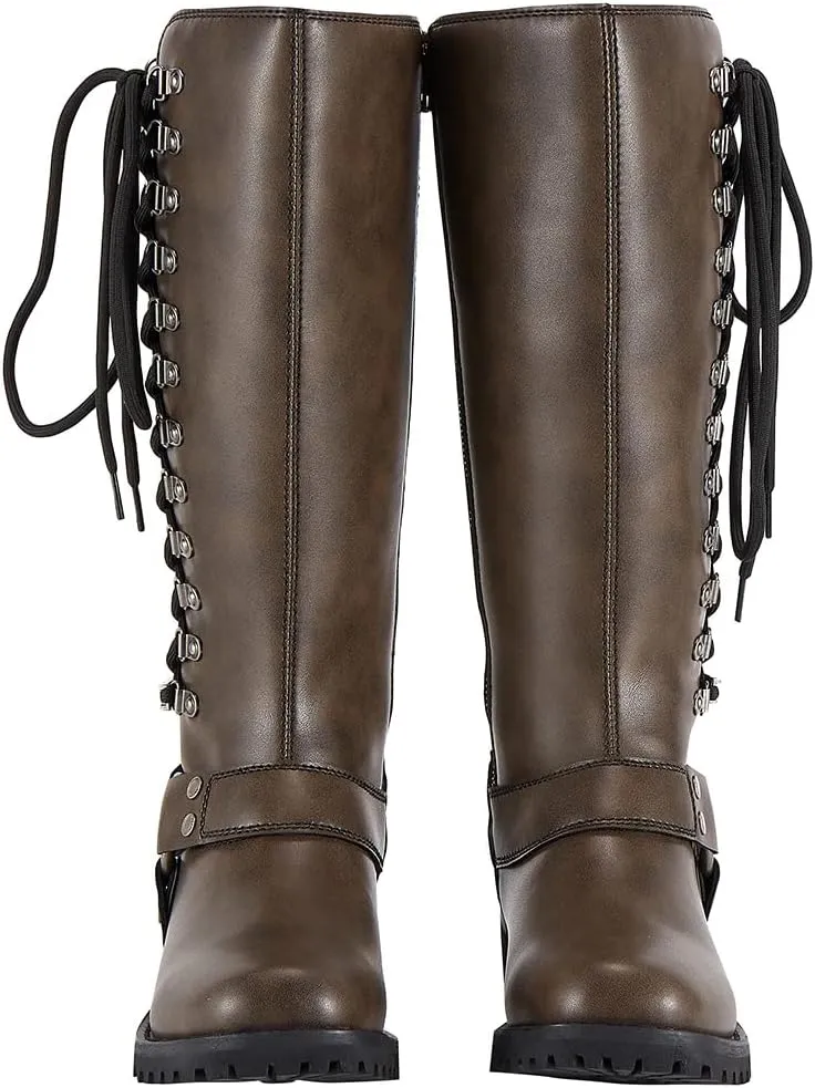Women's Knee-High Fashion Boots, Comfortable Low Heel Mid Calf Flat Boots for Ladies.