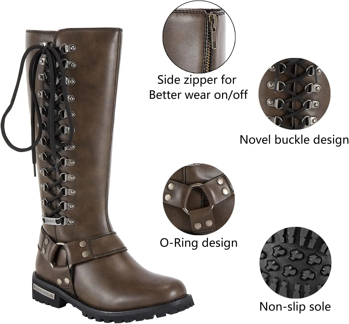 Women's Knee-High Fashion Boots, Comfortable Low Heel Mid Calf Flat Boots for Ladies.