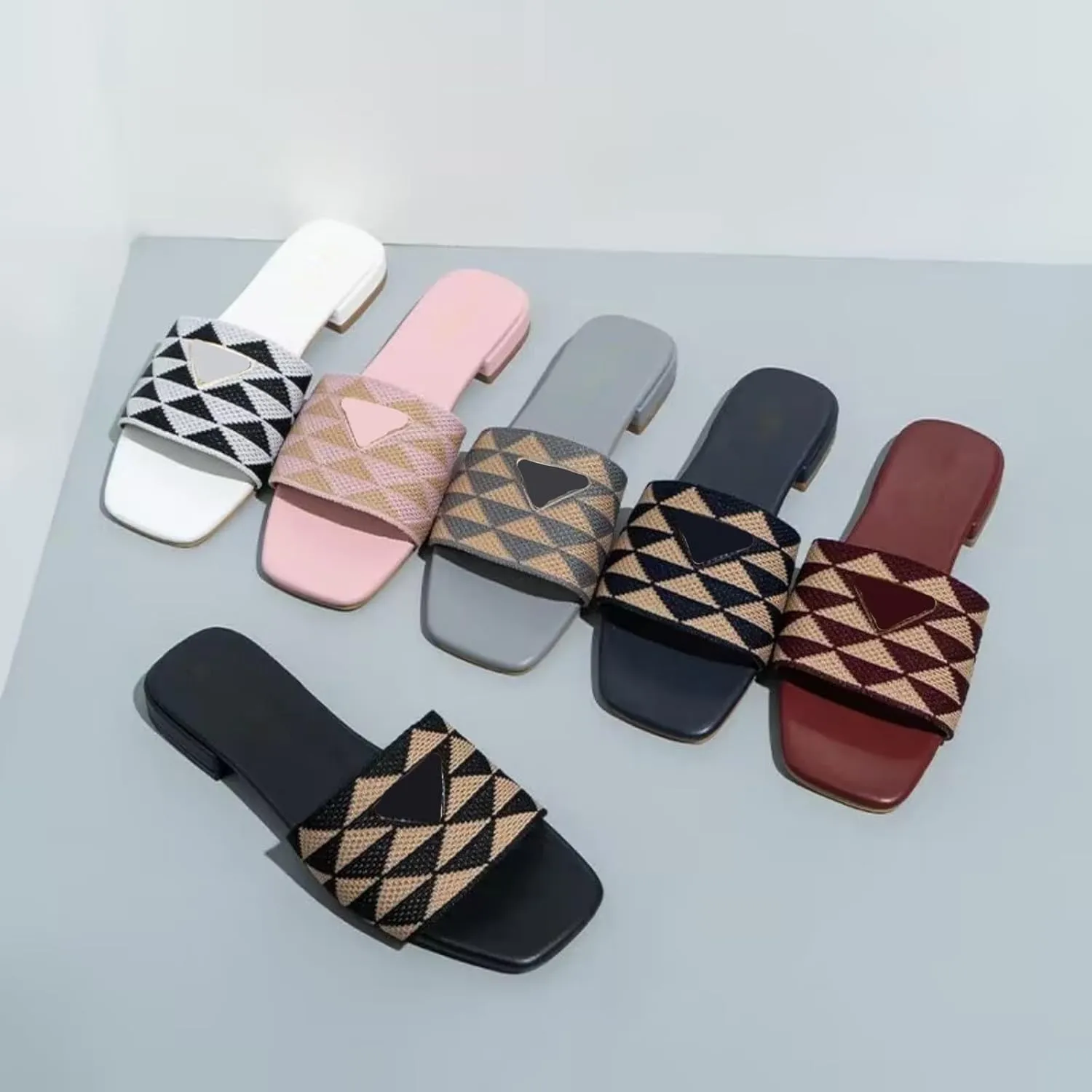 Women'S Knit Band Sandals Toe Flat Sandals Summer Shoes For Party, Park, Baech