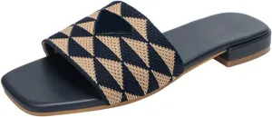 Women'S Knit Band Sandals Toe Flat Sandals Summer Shoes For Party, Park, Baech
