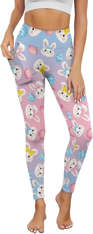 Women's Leggings with Pockets Tummy Control High Waist Yoga Leggings Soft Stretchy Workout Yoga Pants