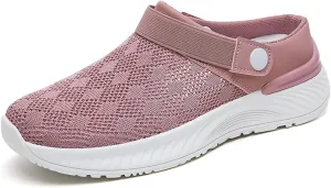Womens Mesh Flats Sandal Slip on Lightweight Close Toe Arch Support Breathable Wide Width Outdoor Walking Comfortable Casual Solid Quick Drying Slippers