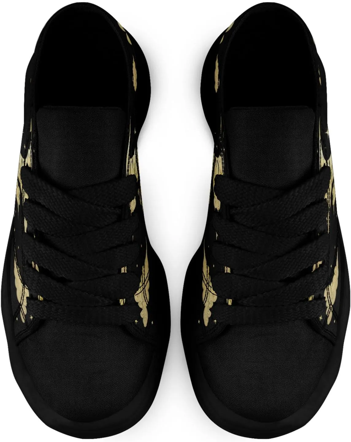 Women's Moon Sun Star Canvas Sneakers Men's Artistic Low-Top Casual Shoes Comfortable Unisex Lightweight Footwear