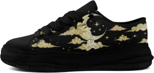 Women's Moon Sun Star Canvas Sneakers Men's Artistic Low-Top Casual Shoes Comfortable Unisex Lightweight Footwear