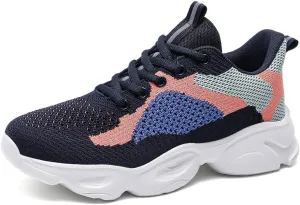 Women's Platform Breathable Soft Mesh Lace Up Sneakers Lightweight Road Running Walking Sock Shoes
