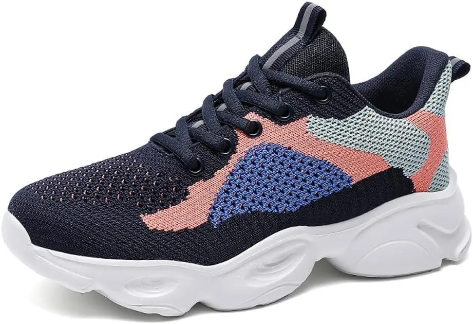 Women's Platform Breathable Soft Mesh Lace Up Sneakers Lightweight Road Running Walking Sock Shoes
