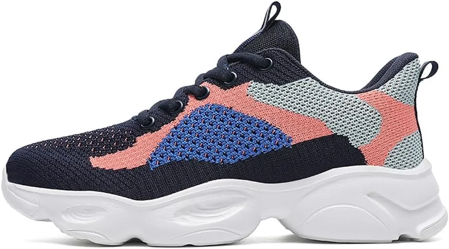 Women's Platform Breathable Soft Mesh Lace Up Sneakers Lightweight Road Running Walking Sock Shoes