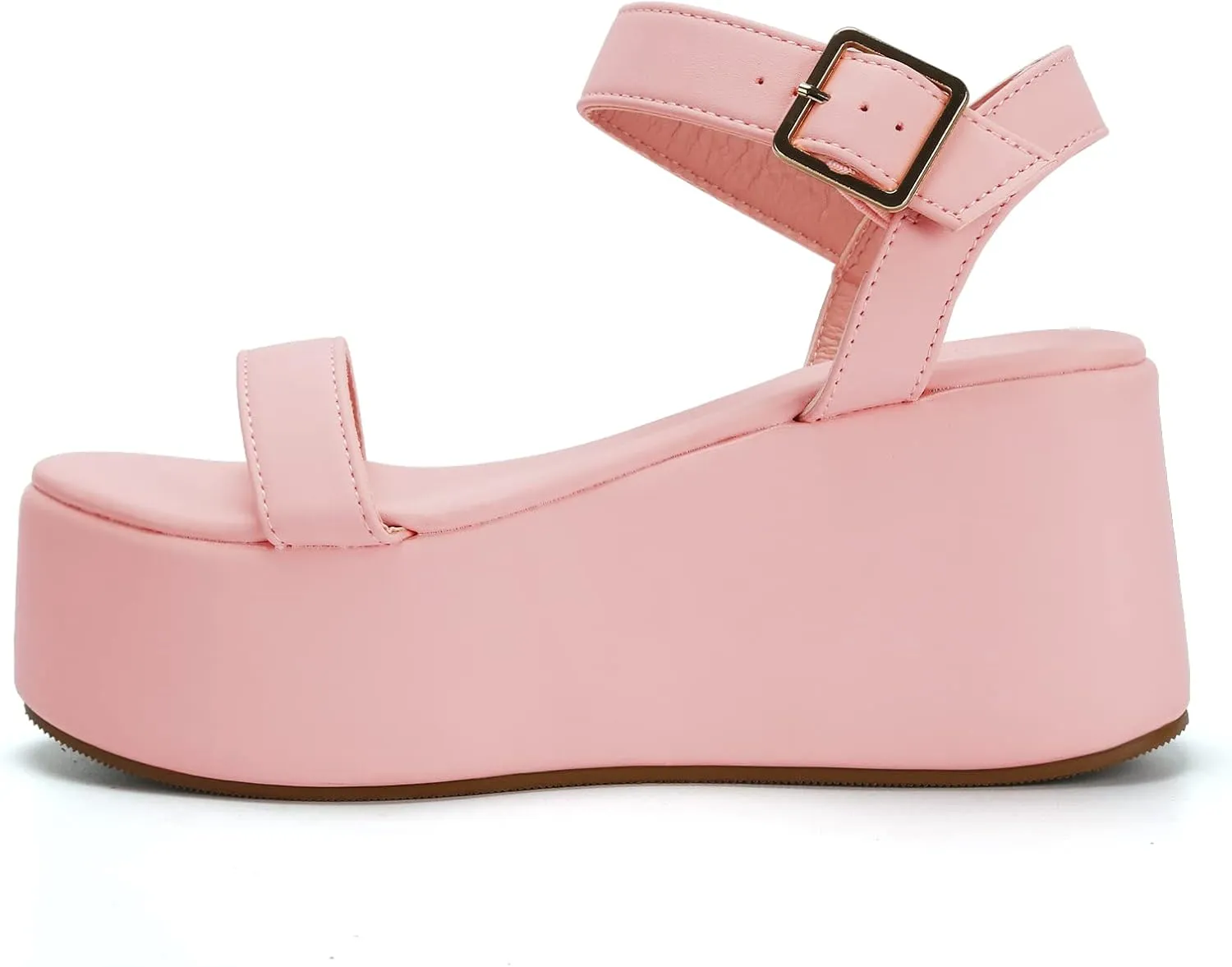 Women's Platform Sandals,Two Band Wedge Sandals with Adjustable Ankle Strap