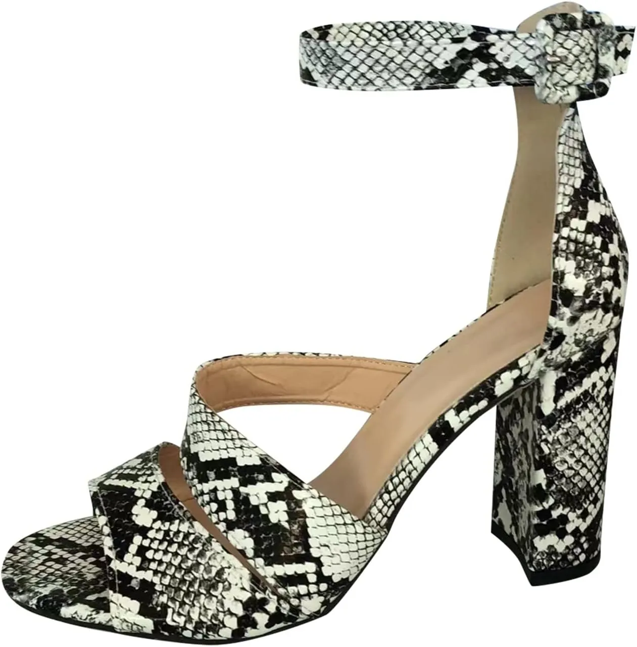 Women's Shoes Fashion Casual Sandals Toe-knob Heels High Breathable Lace-up Women's Sandals Daisy Sandals for Women (White, 8)