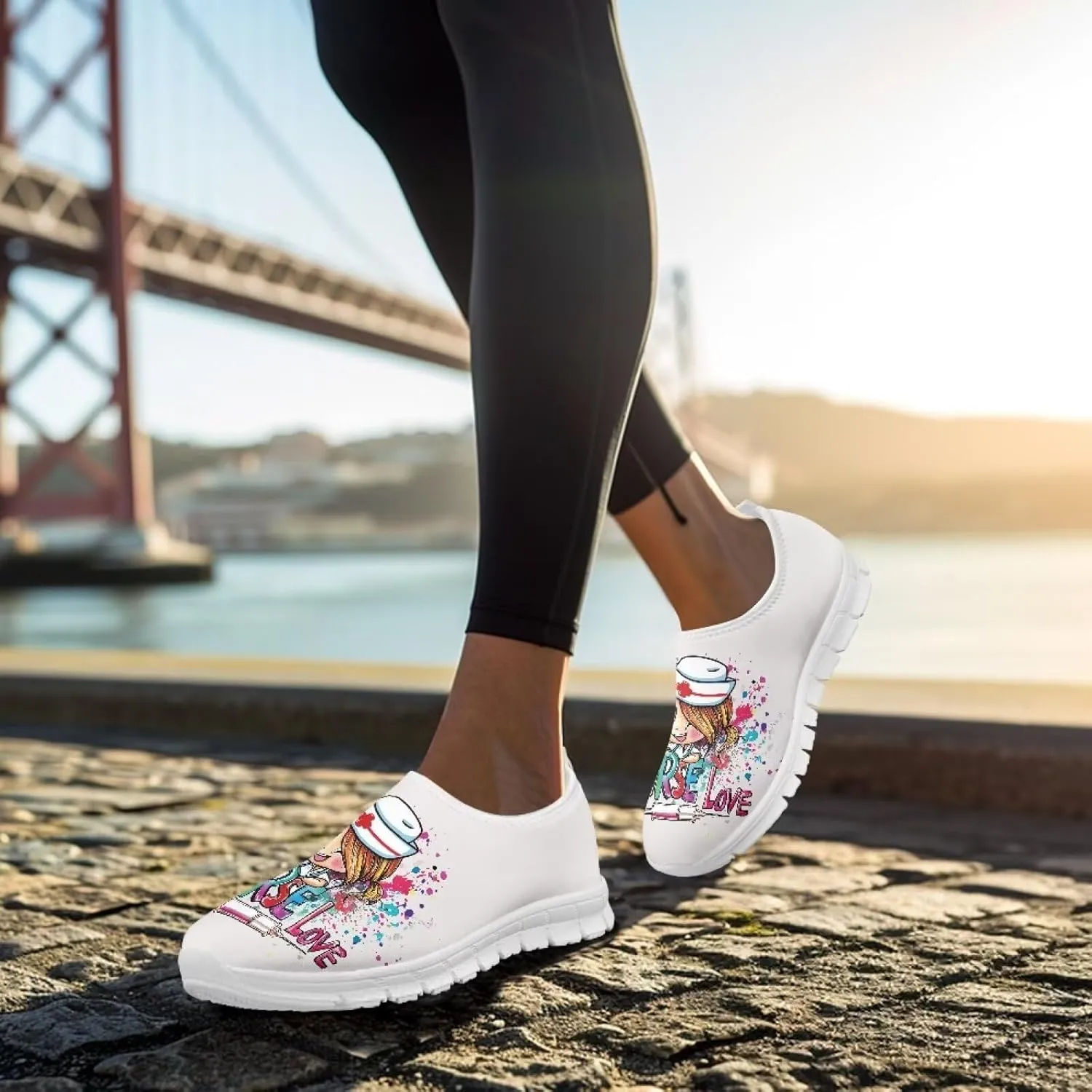Women's Slip on Sneakers Soft Loafers Non Slip Shoes Comfort Low Top Casual Walking Shoe for Travel Work White Sole Size 5.5-11.5