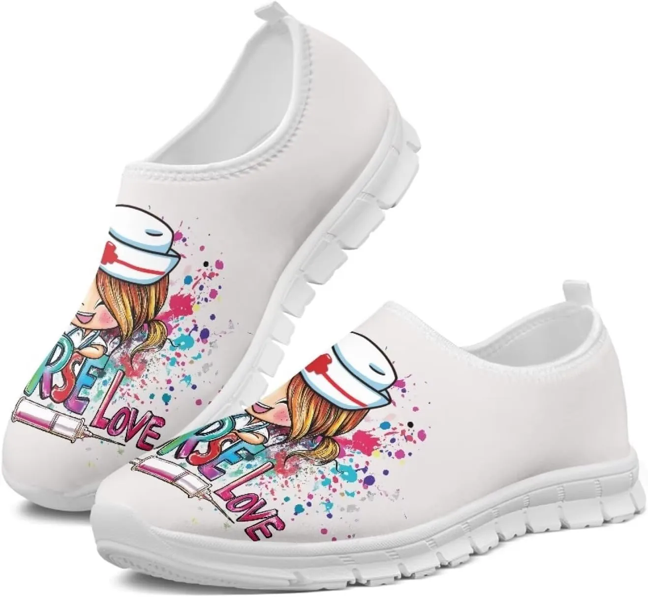 Women's Slip on Sneakers Soft Loafers Non Slip Shoes Comfort Low Top Casual Walking Shoe for Travel Work White Sole Size 5.5-11.5