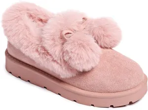 Women’s Slippers Platform Mini Boots for Suede Leather Slip-on Fluffy Warm Comfy