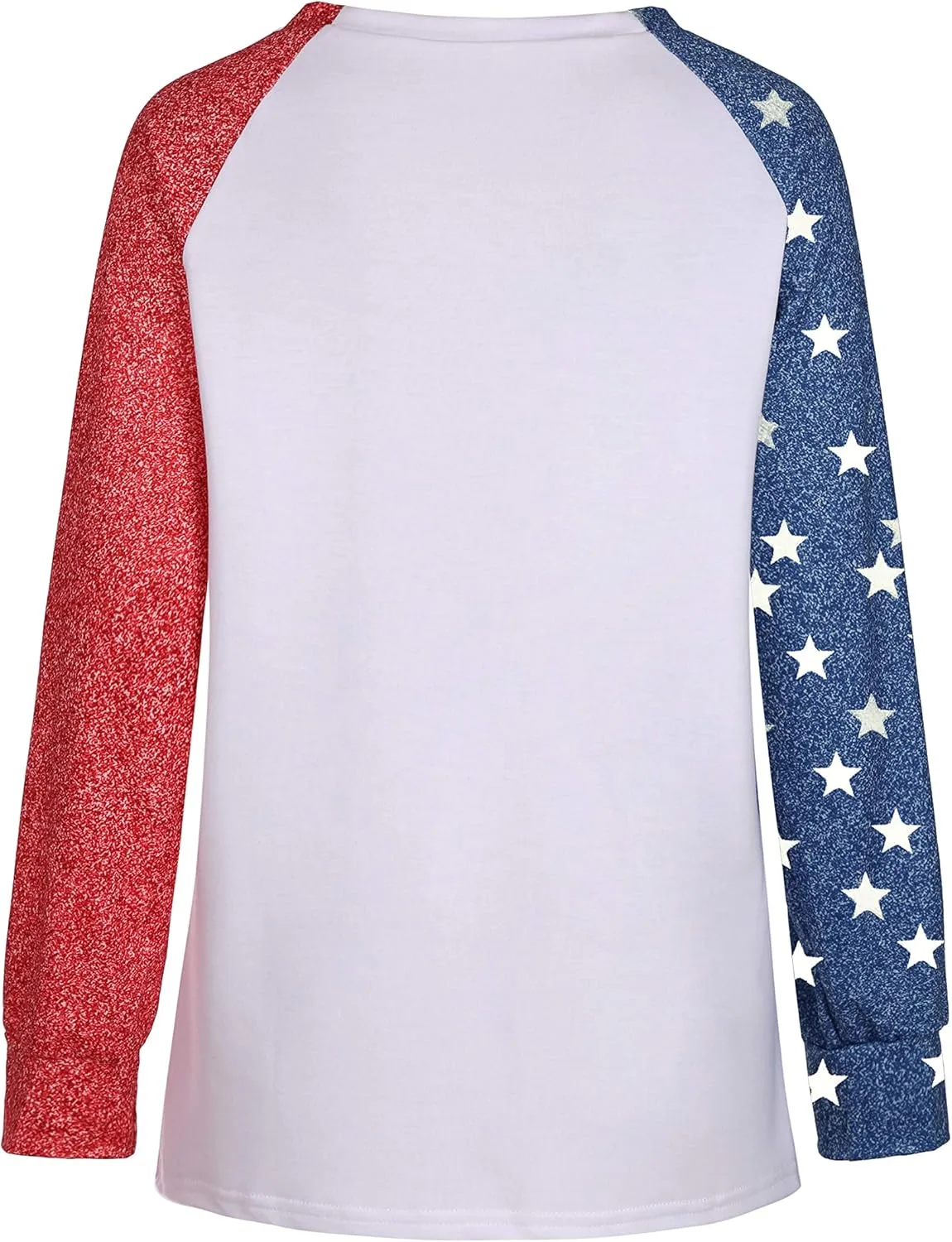 Womens Star Print Colorblock Shirt Long Sleeve American Flag 4th of July Pullvoer Blouse Tops