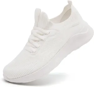 Womens Walking Shoes Running Sneakers Slip On Tennis Sport Workout Gym Athletic Outdoor Travel Work Lightweight Fashion Breathable Comfortable Shoe White Size US 7.5