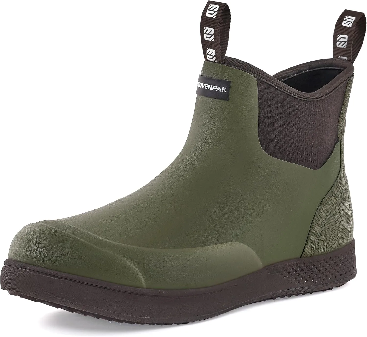 WOVENPAK Deck Boots for Men, Rain Boots Men, Waterproof Fishing Boots, Mens Deck Boots, Anti-slip Rubber Work Ankle Rain Boots Shoes for Outdoor Fishing, Boating, Size 6-13