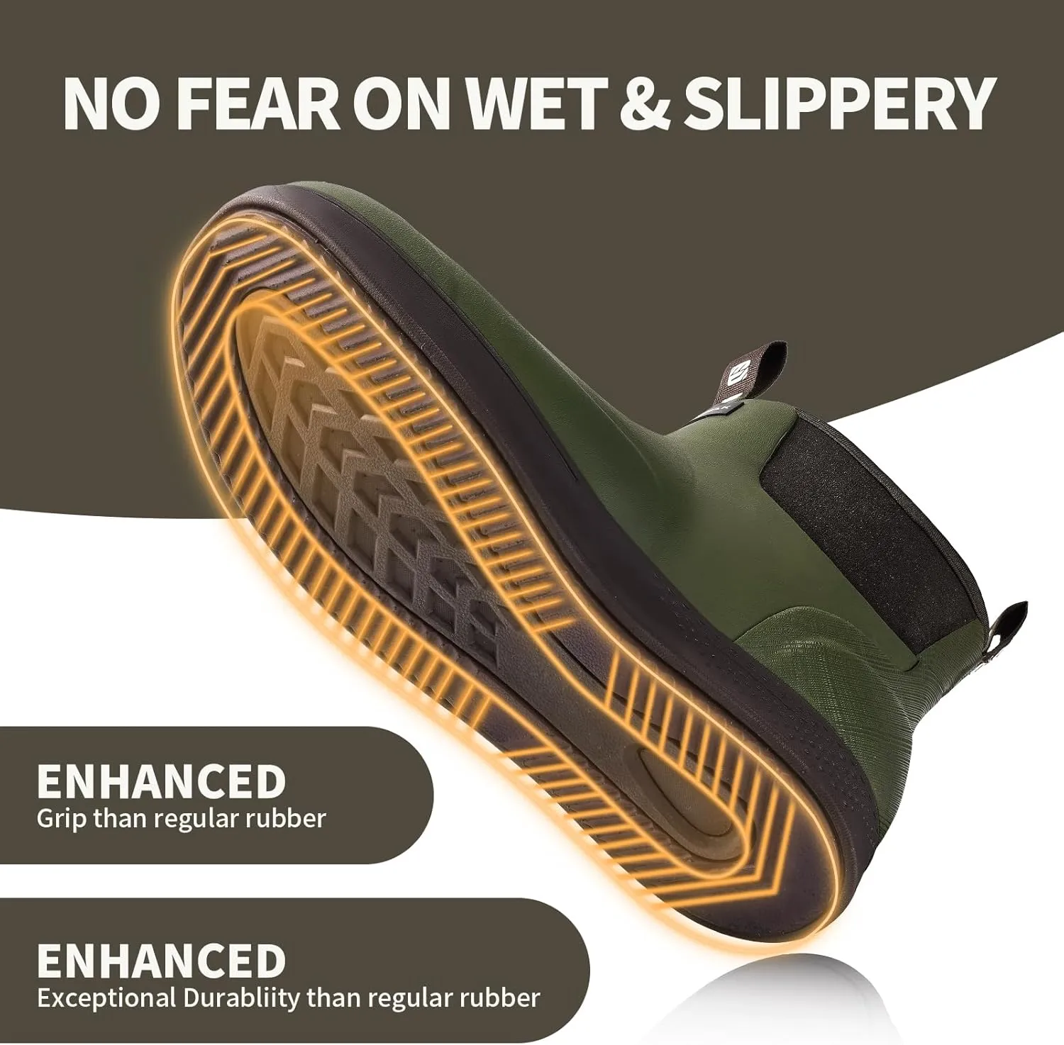 WOVENPAK Deck Boots for Men, Rain Boots Men, Waterproof Fishing Boots, Mens Deck Boots, Anti-slip Rubber Work Ankle Rain Boots Shoes for Outdoor Fishing, Boating, Size 6-13