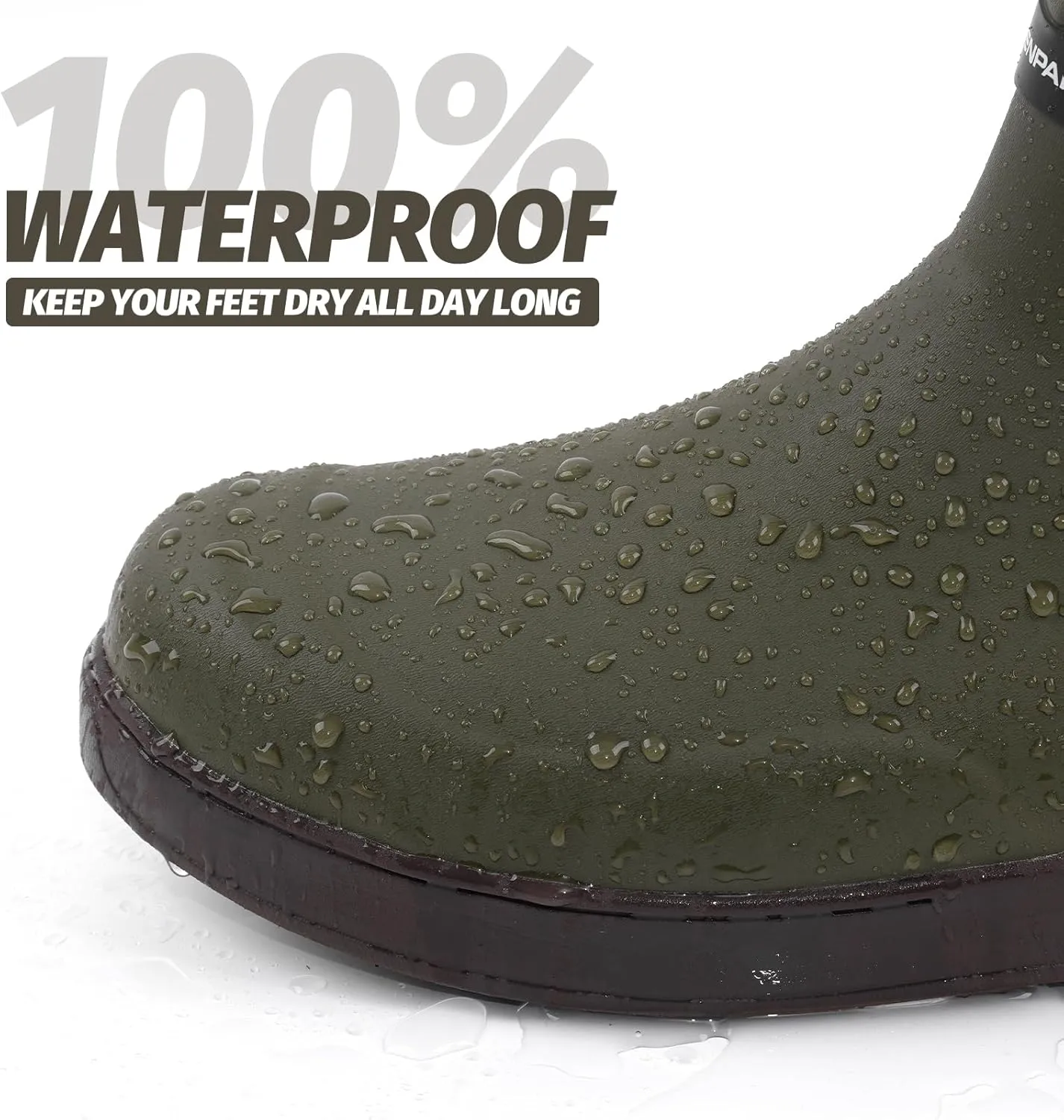WOVENPAK Deck Boots for Men, Rain Boots Men, Waterproof Fishing Boots, Mens Deck Boots, Anti-slip Rubber Work Ankle Rain Boots Shoes for Outdoor Fishing, Boating, Size 6-13