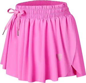 Wsirmet Flowy Shorts for Women Butterfly Shorts 2 in 1 Athletic Workout Gym Biker Running Shorts with Pockets
