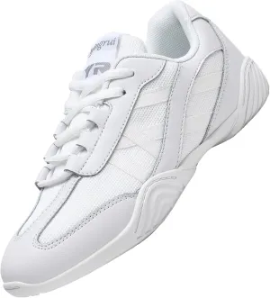WUIWUIYU Boys Girls White Cheer Shoes Lace Up School Cheerleading Competition Dance Sports Sneakers Shoe
