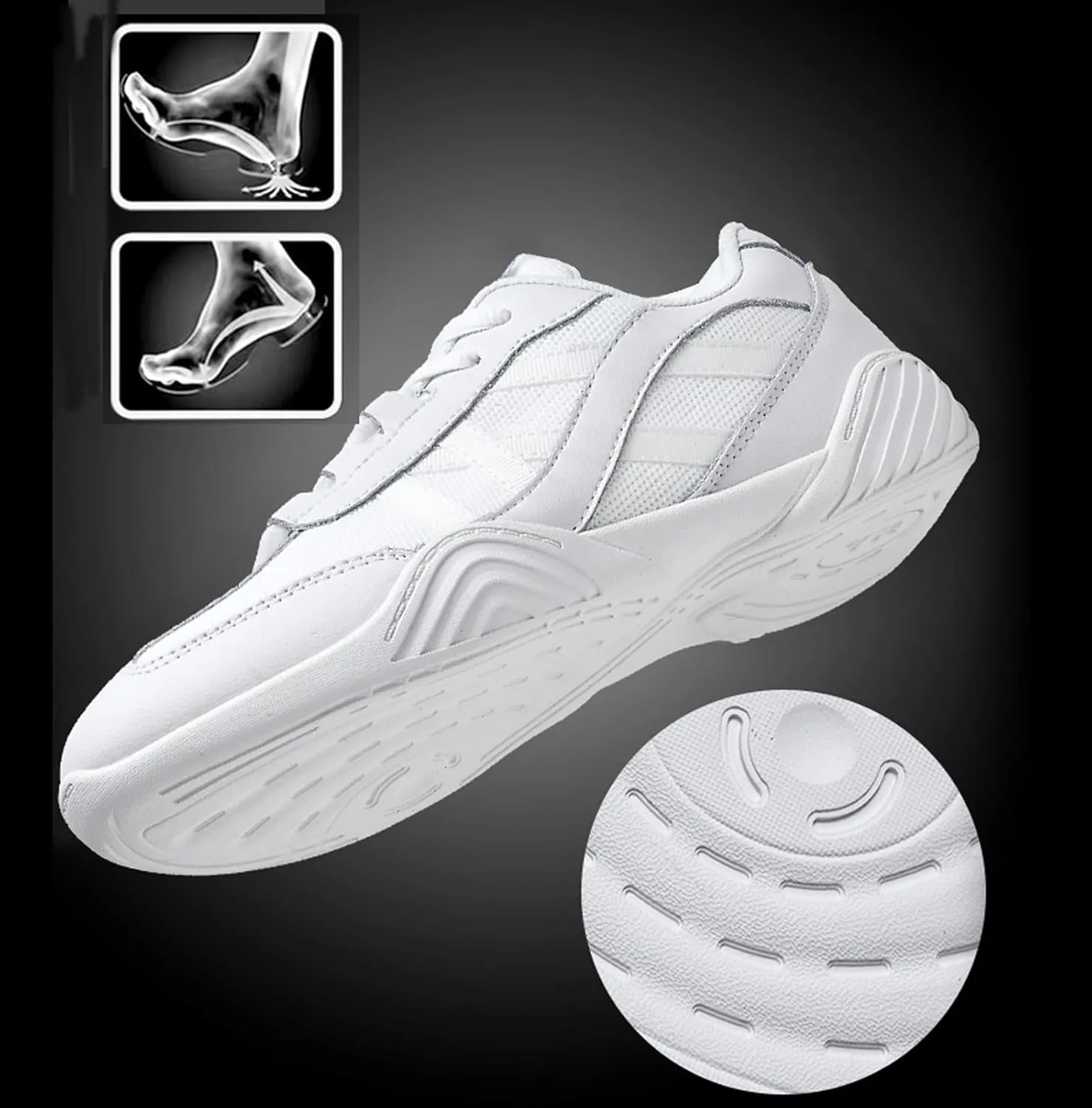 WUIWUIYU Boys Girls White Cheer Shoes Lace Up School Cheerleading Competition Dance Sports Sneakers Shoe