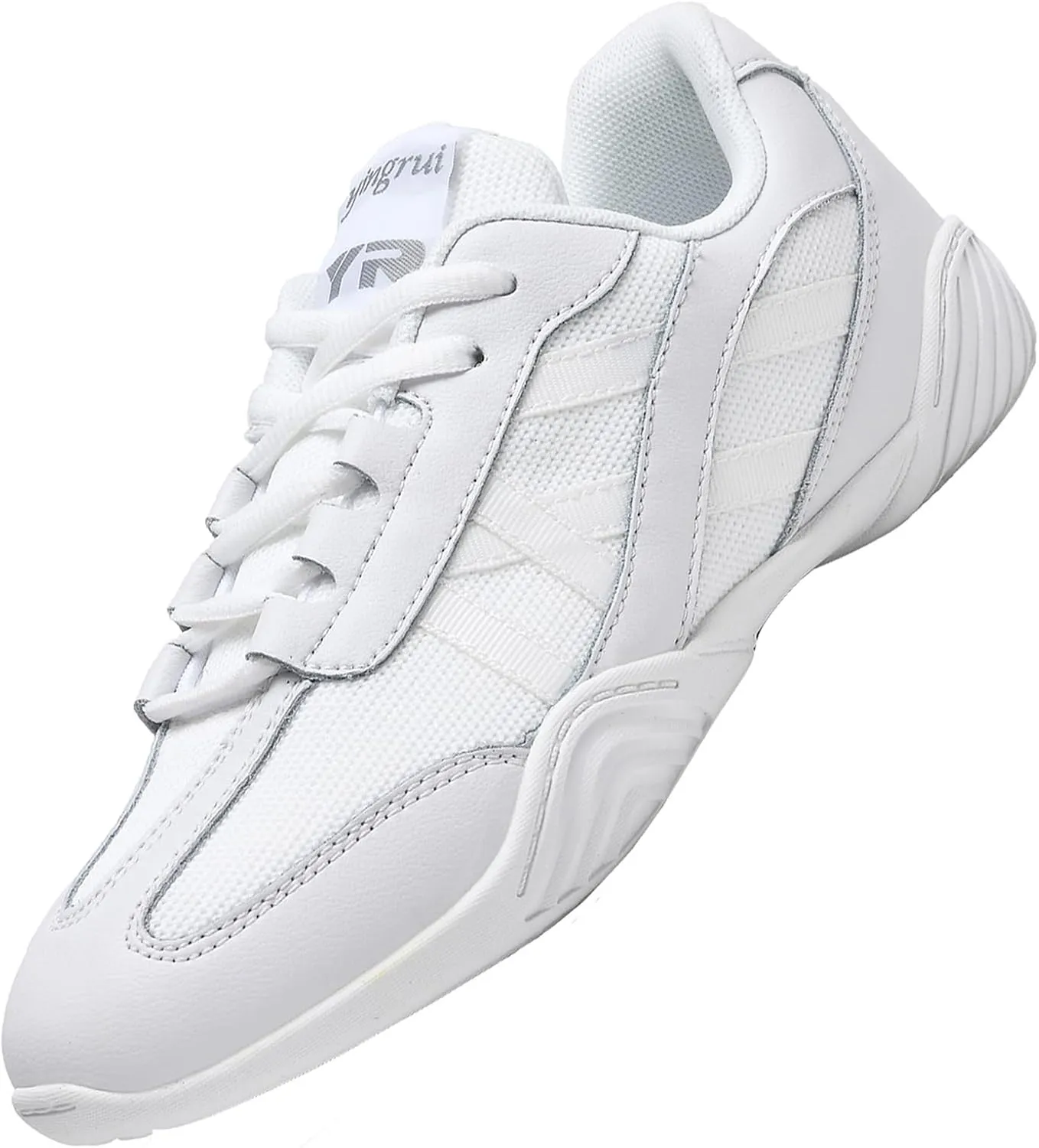 WUIWUIYU Boys Girls White Cheer Shoes Lace Up School Cheerleading Competition Dance Sports Sneakers Shoe