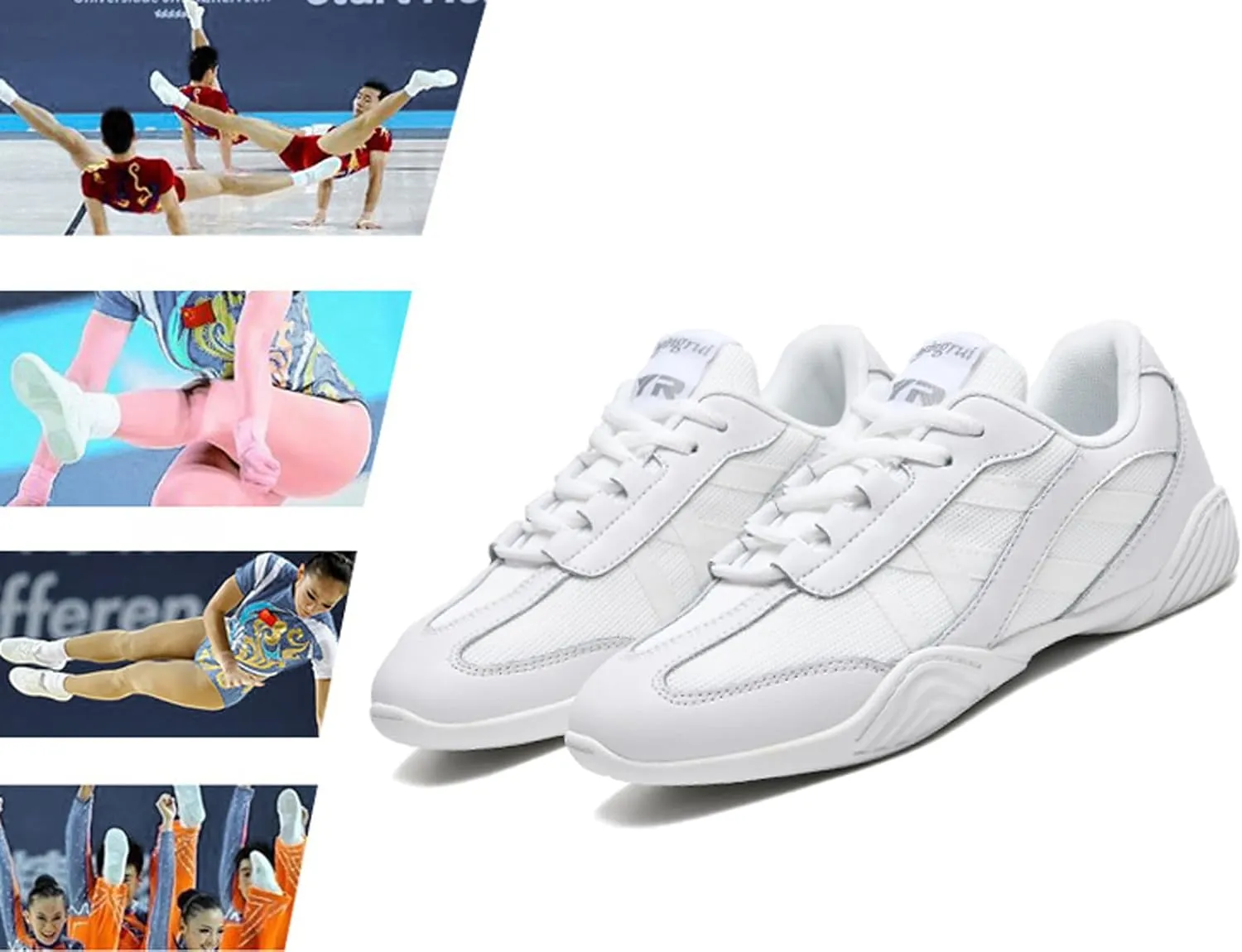 WUIWUIYU Boys Girls White Cheer Shoes Lace Up School Cheerleading Competition Dance Sports Sneakers Shoe