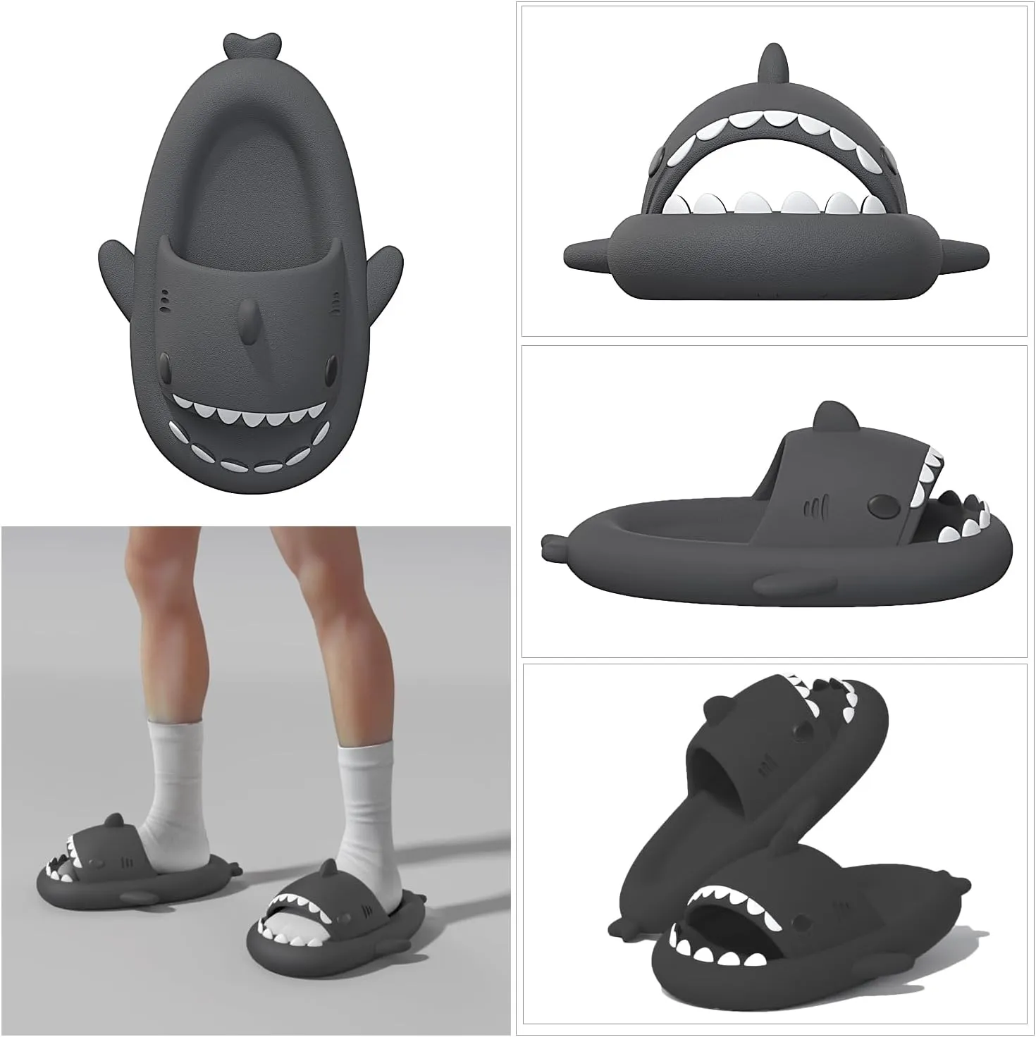 XPKWS Shark Slides for Women and Men Unisex Cloud Slippers Adult Novelty Beach Sandals with Thick Sole