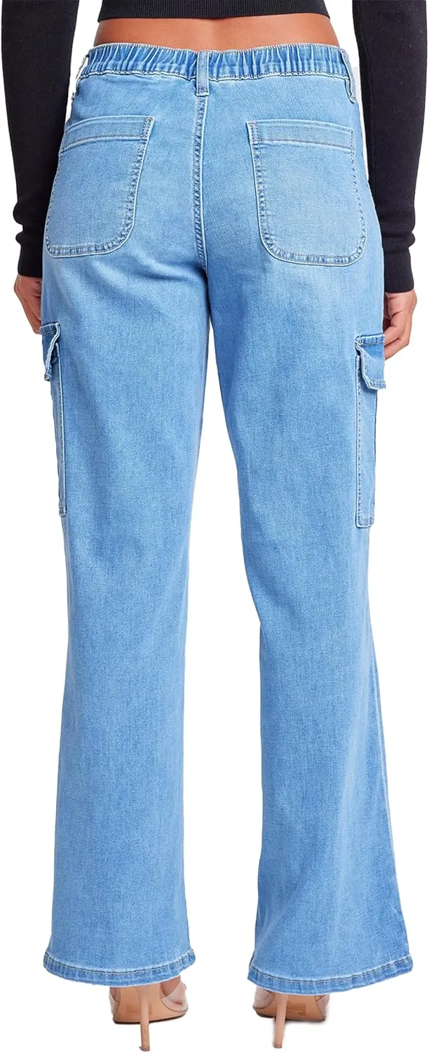 YMI Women´s Elastic Waist Straight Leg Cargo Jean